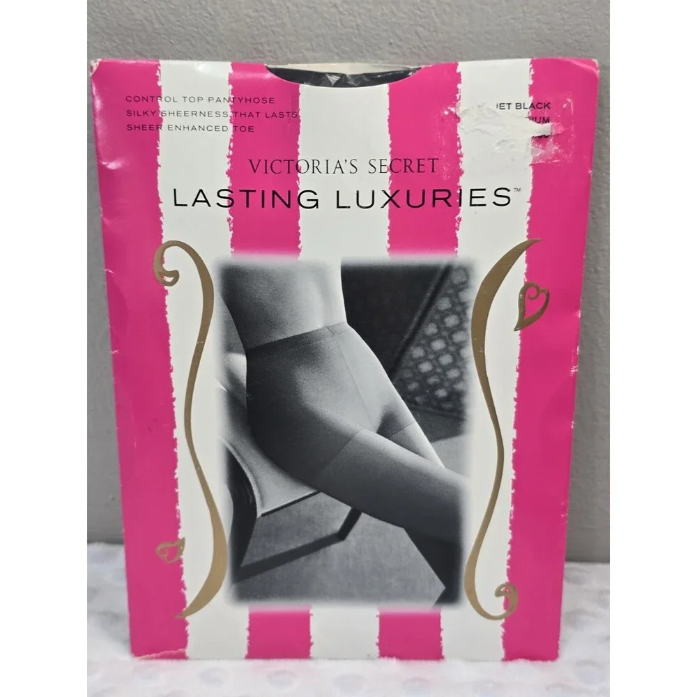 Victoria’s Secret Lasting Luxuries Pantyhose Jet Black Size M New Control Top